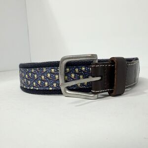 Vineyard Vines Belt Men’s Size 34 Navy Shot Skis Drinking Funny Leather Silk